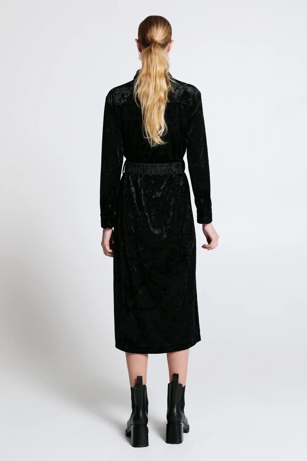 Karen Walker Electric Velvet Shirt Dress Black