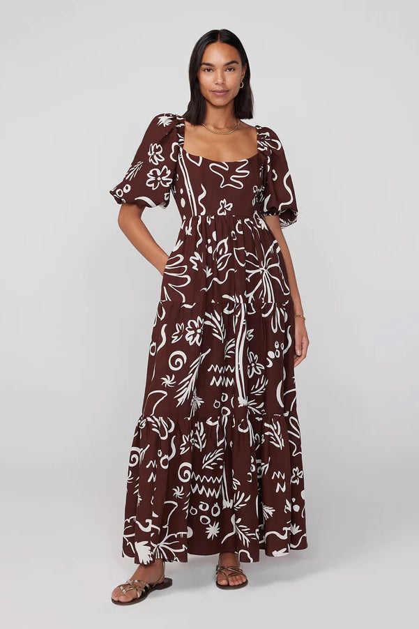 Palm print clearance maxi dress