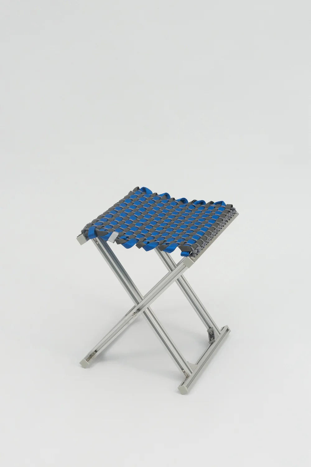 Tanchen Mazha Stool // Electric Blue & Slate