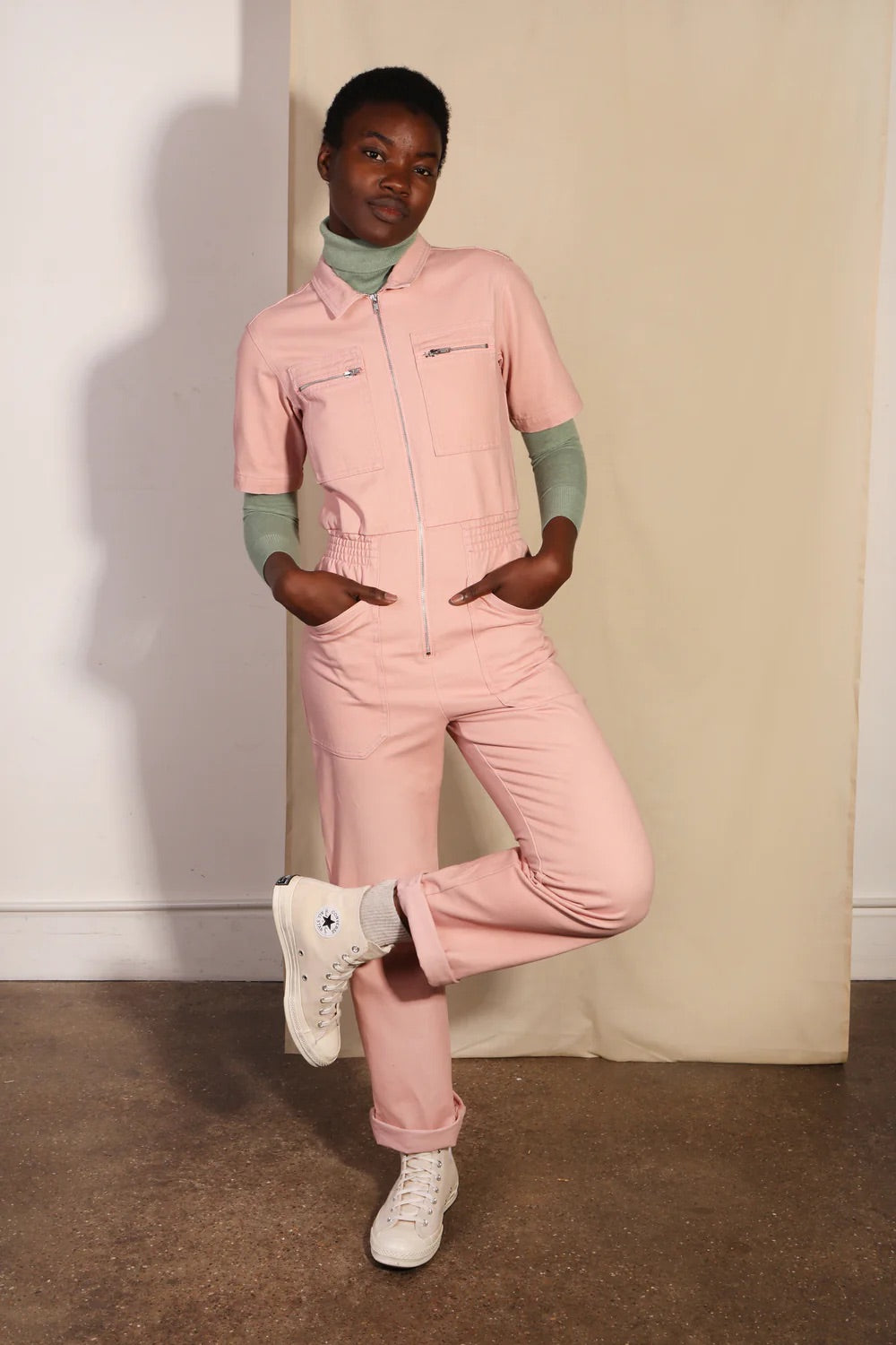 L.F. Markey Danny S/S Boilersuit // Blush