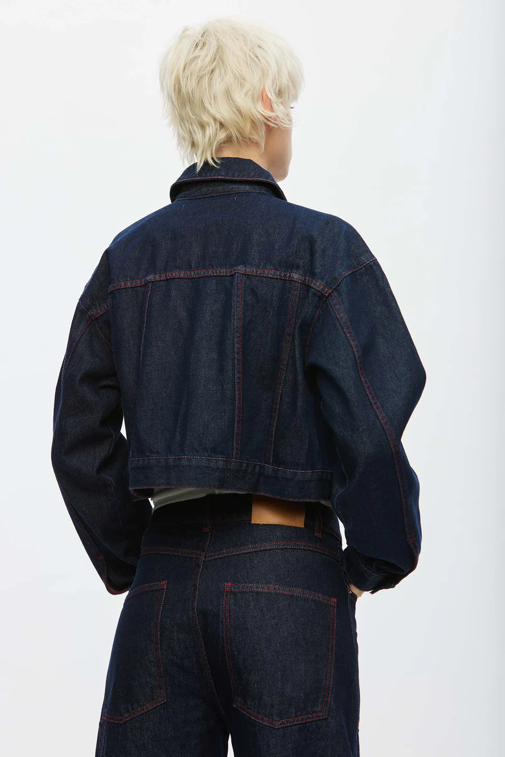 Oval Square Wonder Denim Jacket // Raw, Red Stitch