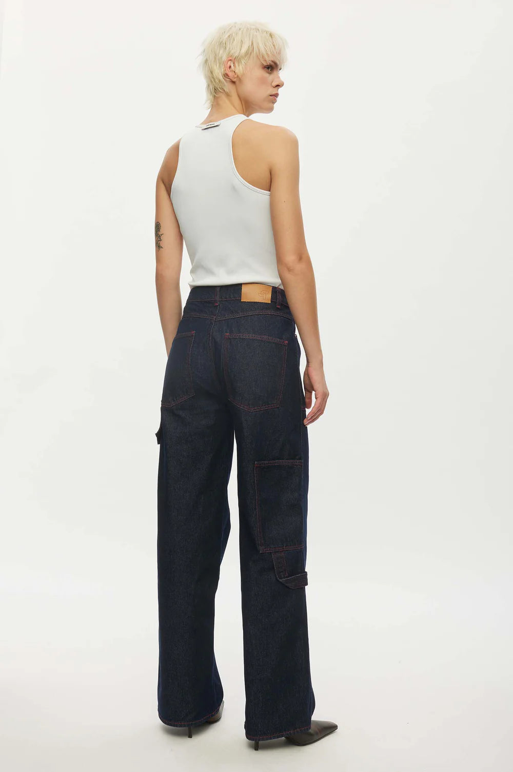 Oval Square Player Jeans // Raw, Red Stitch