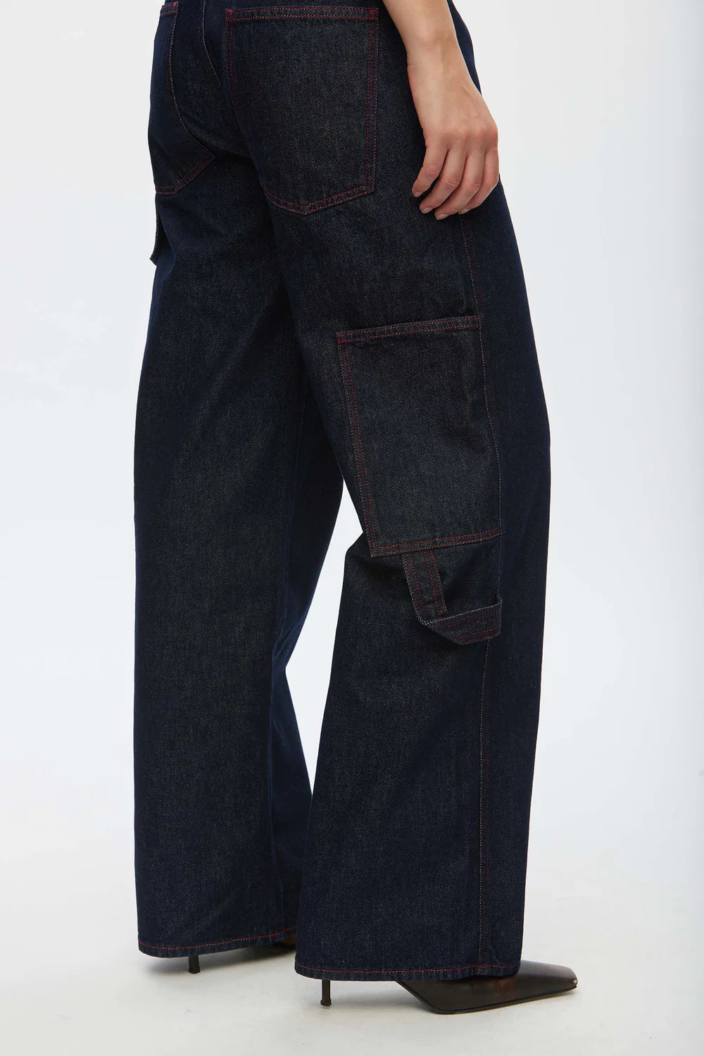 Oval Square Player Jeans // Raw, Red Stitch