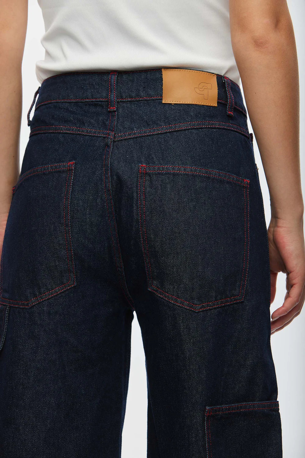 Oval Square Player Jeans // Raw, Red Stitch