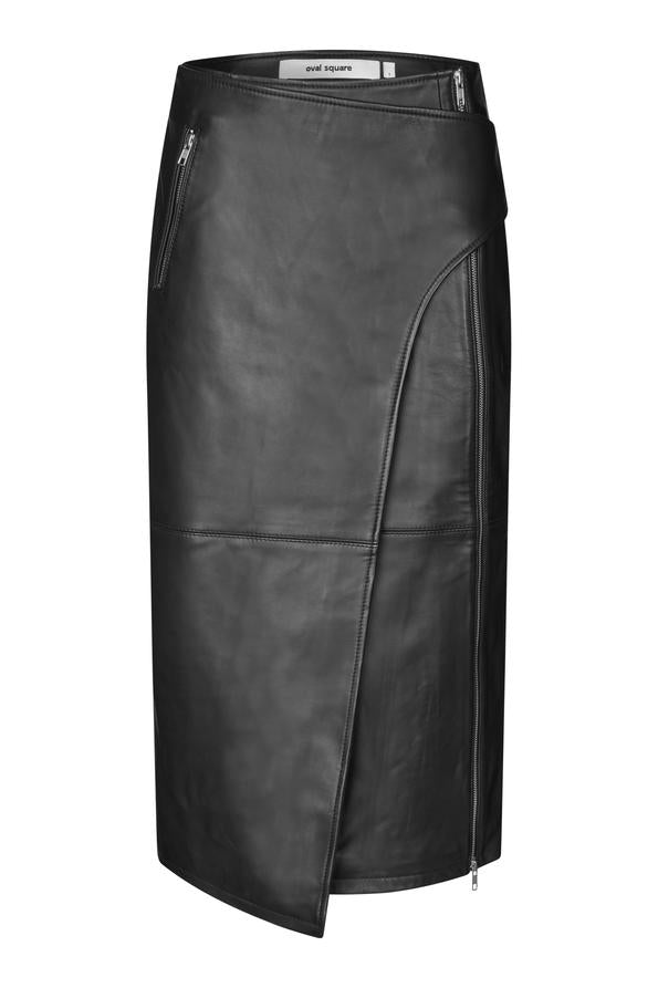 Oval Square Verve Leather Skirt //  Black