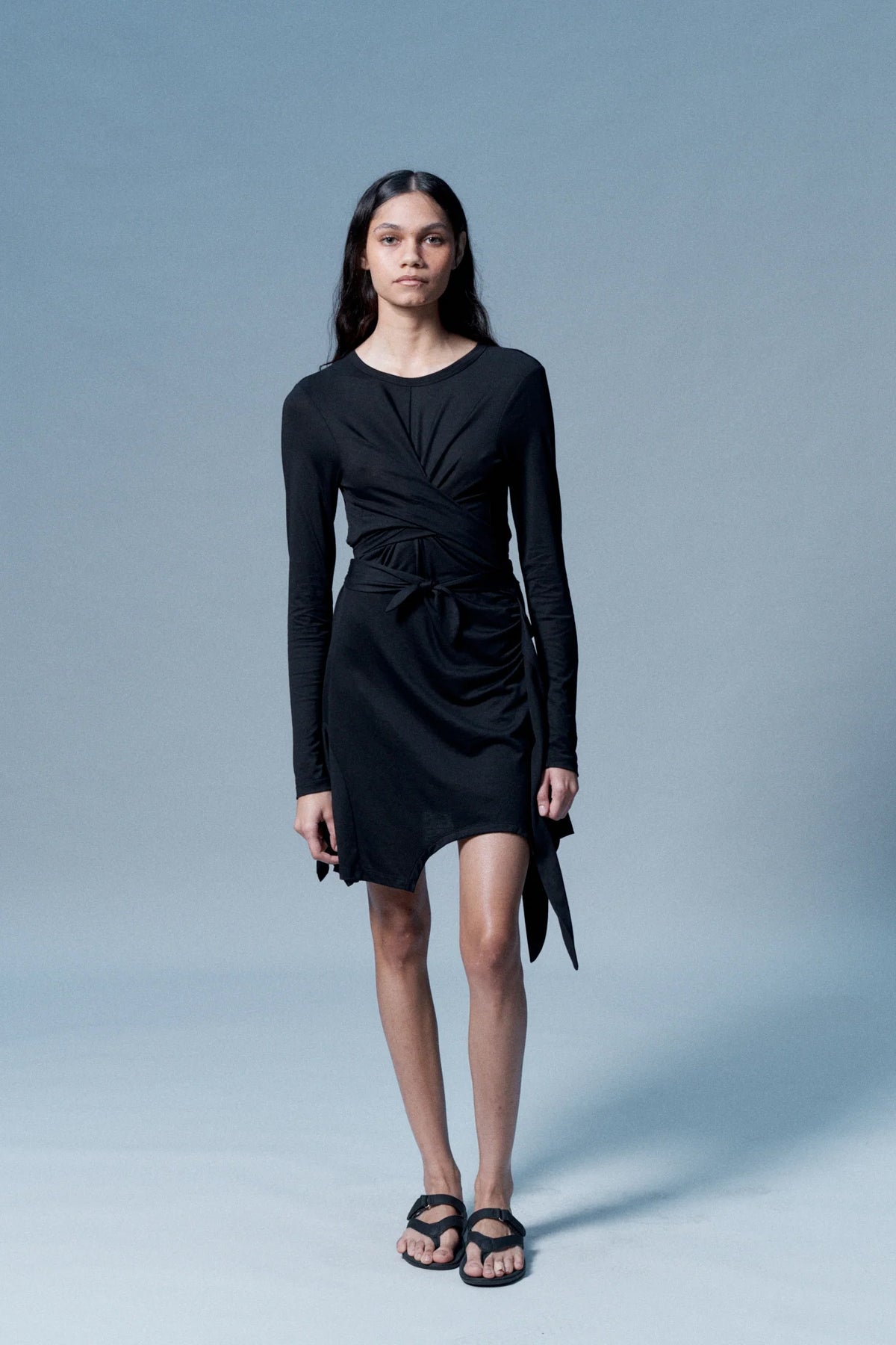 Verner L/S Tie-Up Dress // Black