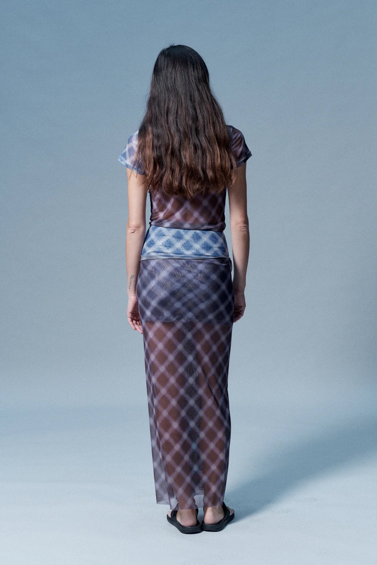 Verner Cross Gather Skirt // Brown & Blue