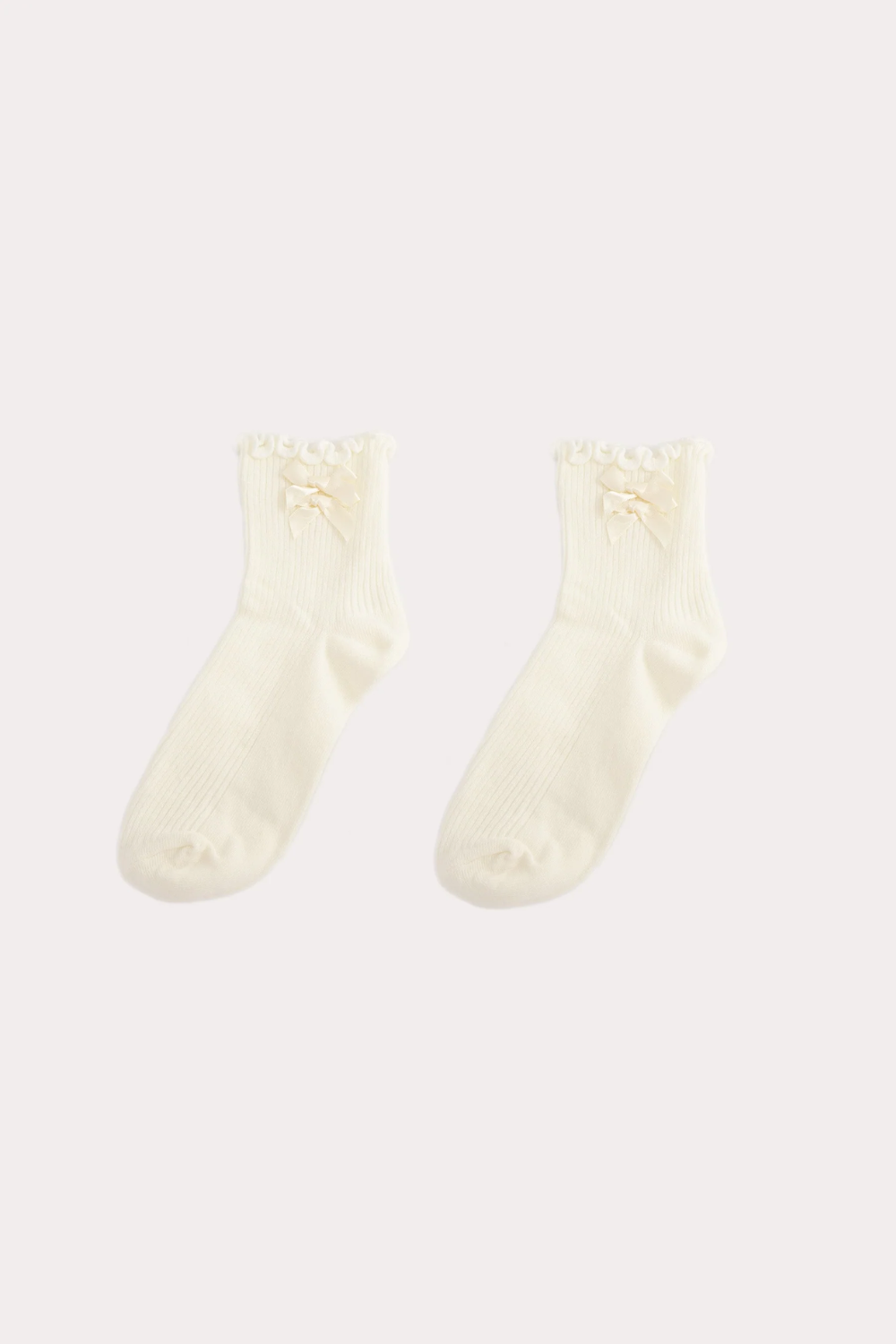 Duo Bow Socks // White