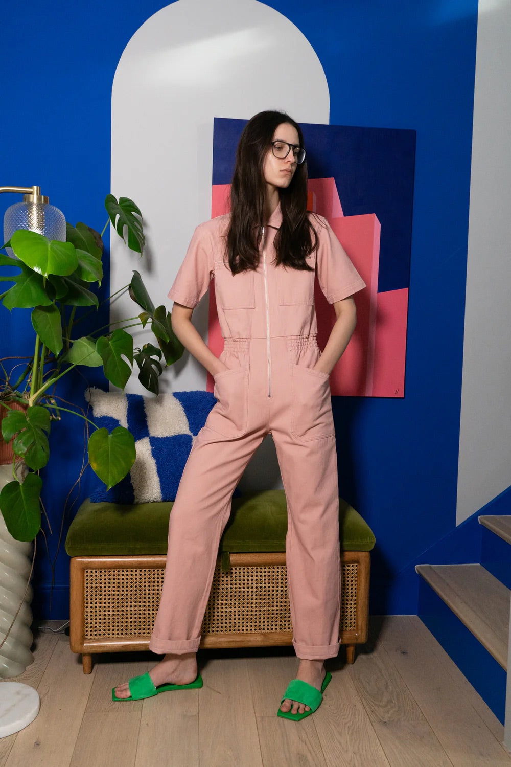 L.F. Markey Danny S/S Boilersuit // Blush