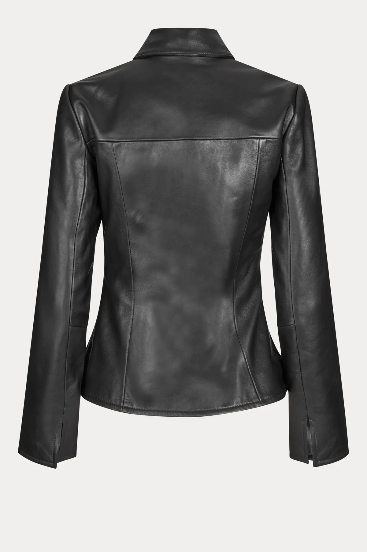 Oval Square Deep Leather Blazer // Black