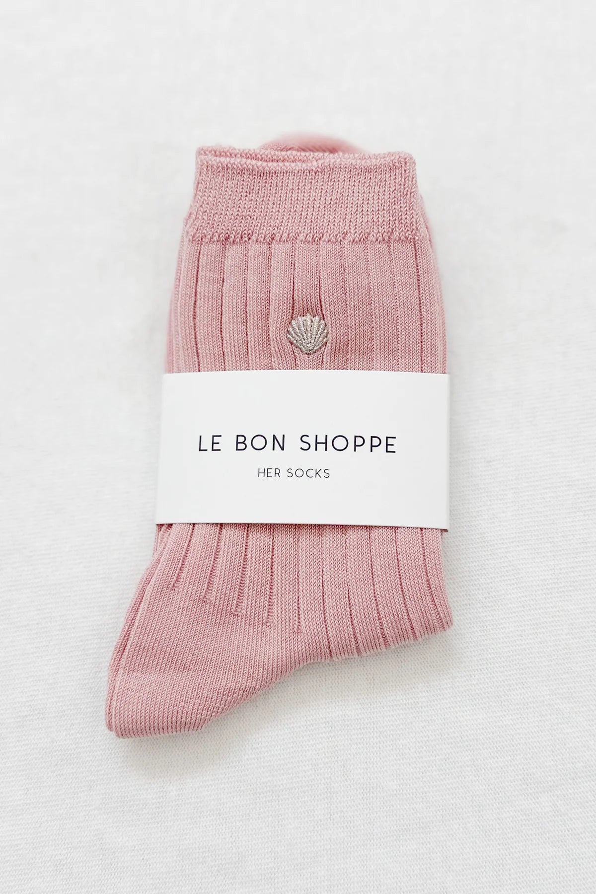 Le Bon Shoppe Embroidered Her Socks // Pink & Seashell