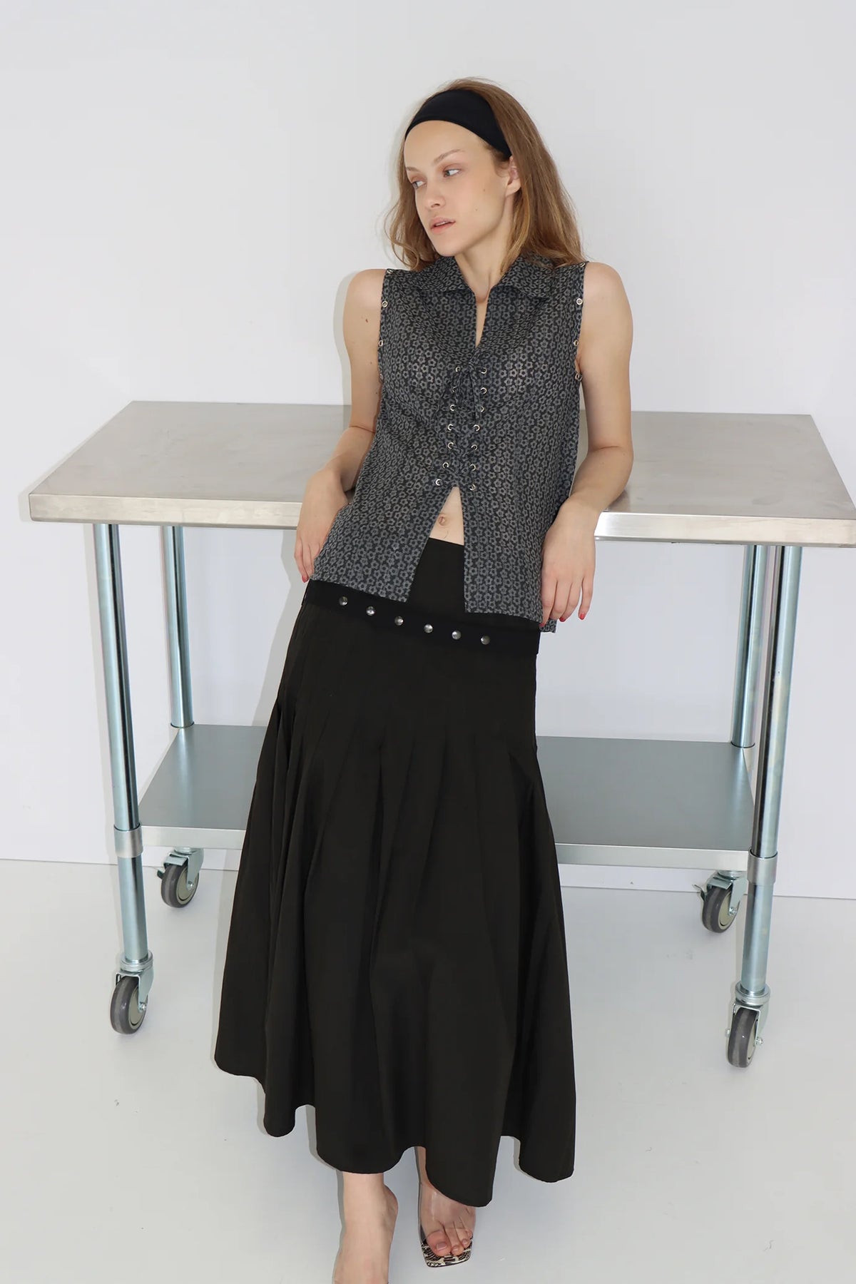 Muse Greta Pleat Skirt // Black