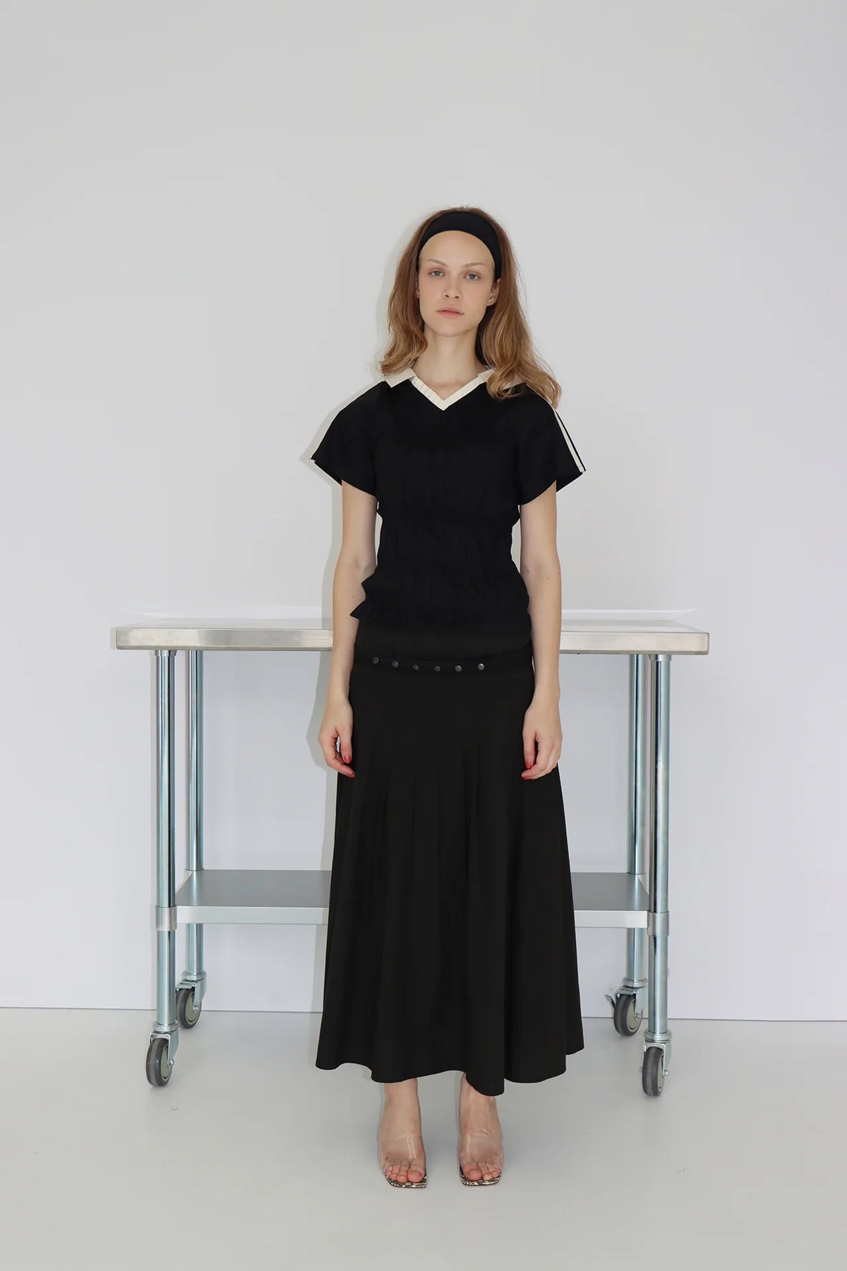 Muse Greta Pleat Skirt // Black