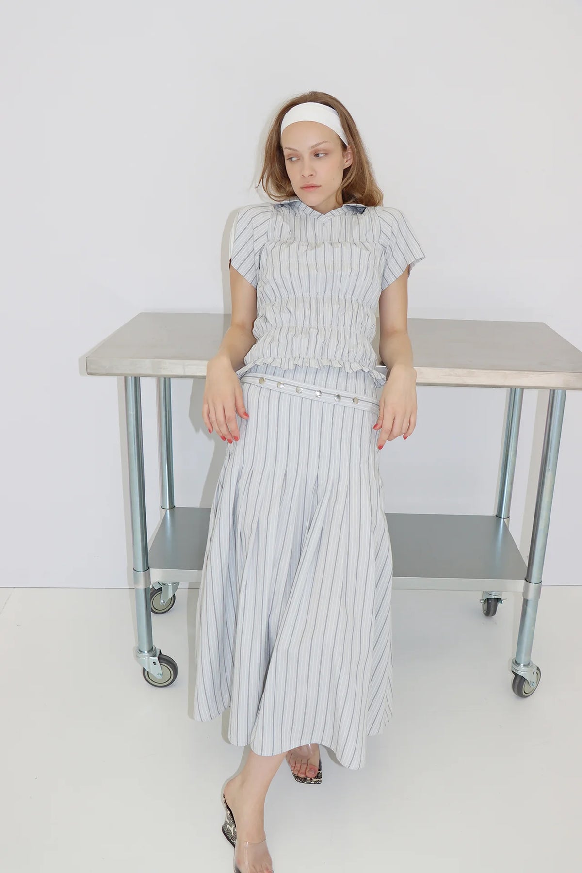 Muse Greta Pleat Skirt // Stripe