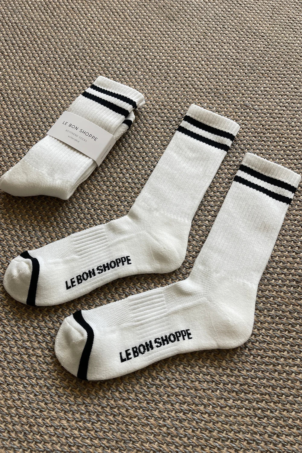 Le Bon Shoppe Extended Boyfriend Socks // Classic White