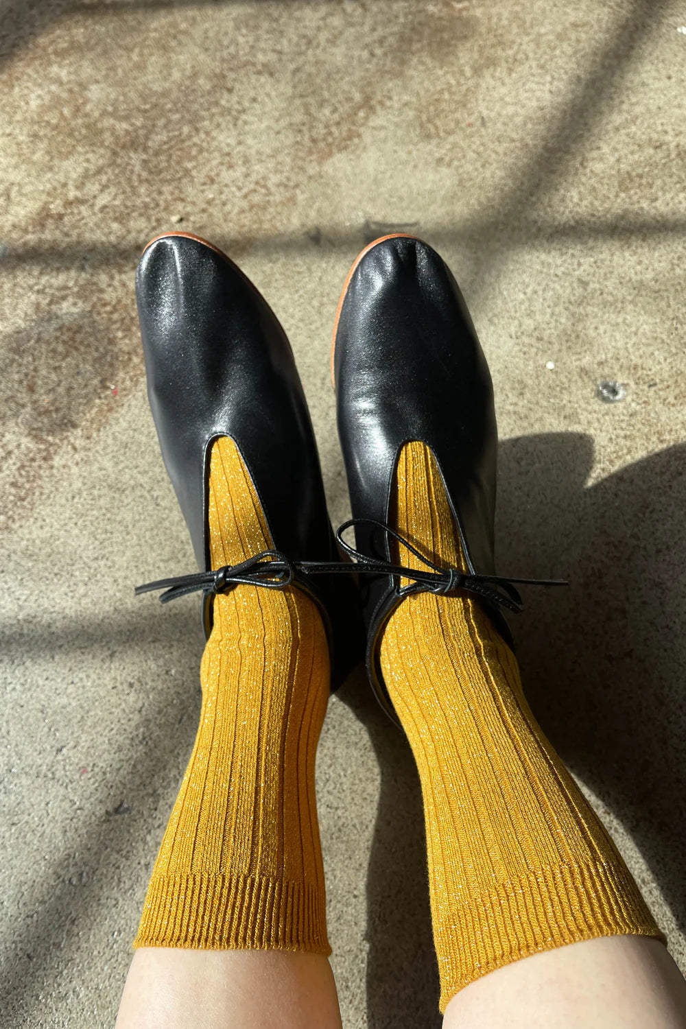Le Bon Shoppe Her Socks Modal Lurex // Mustard Glitter