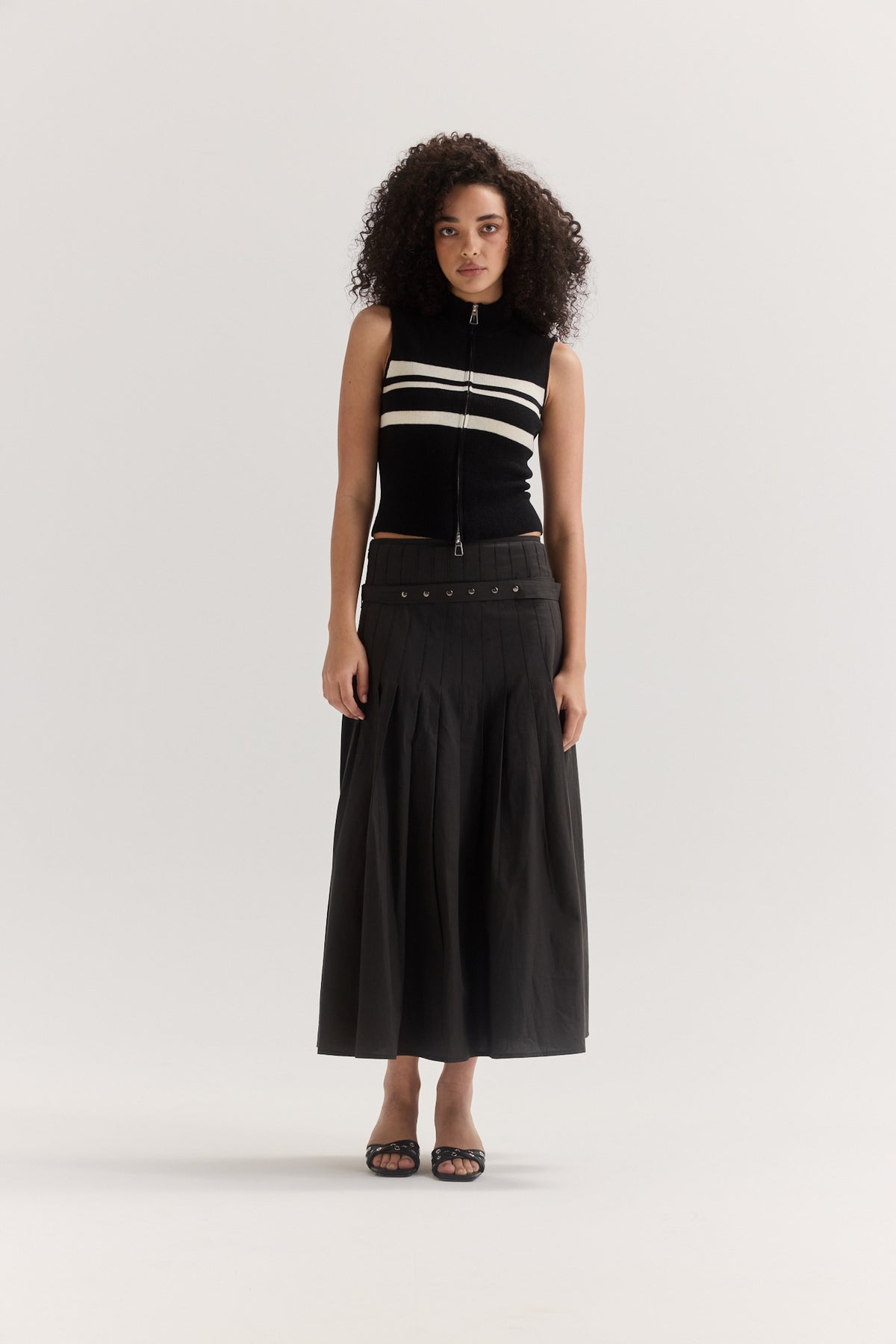 Muse Greta Pleat Skirt // Black