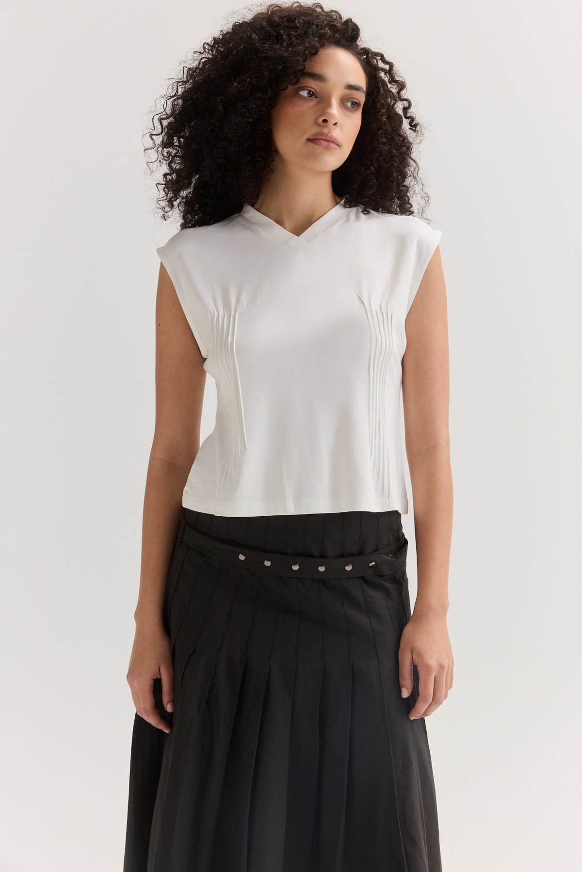 Muse Clio Pintuck Tee // White