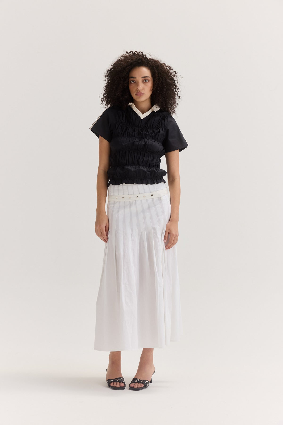 Muse Greta Pleat Skirt // White