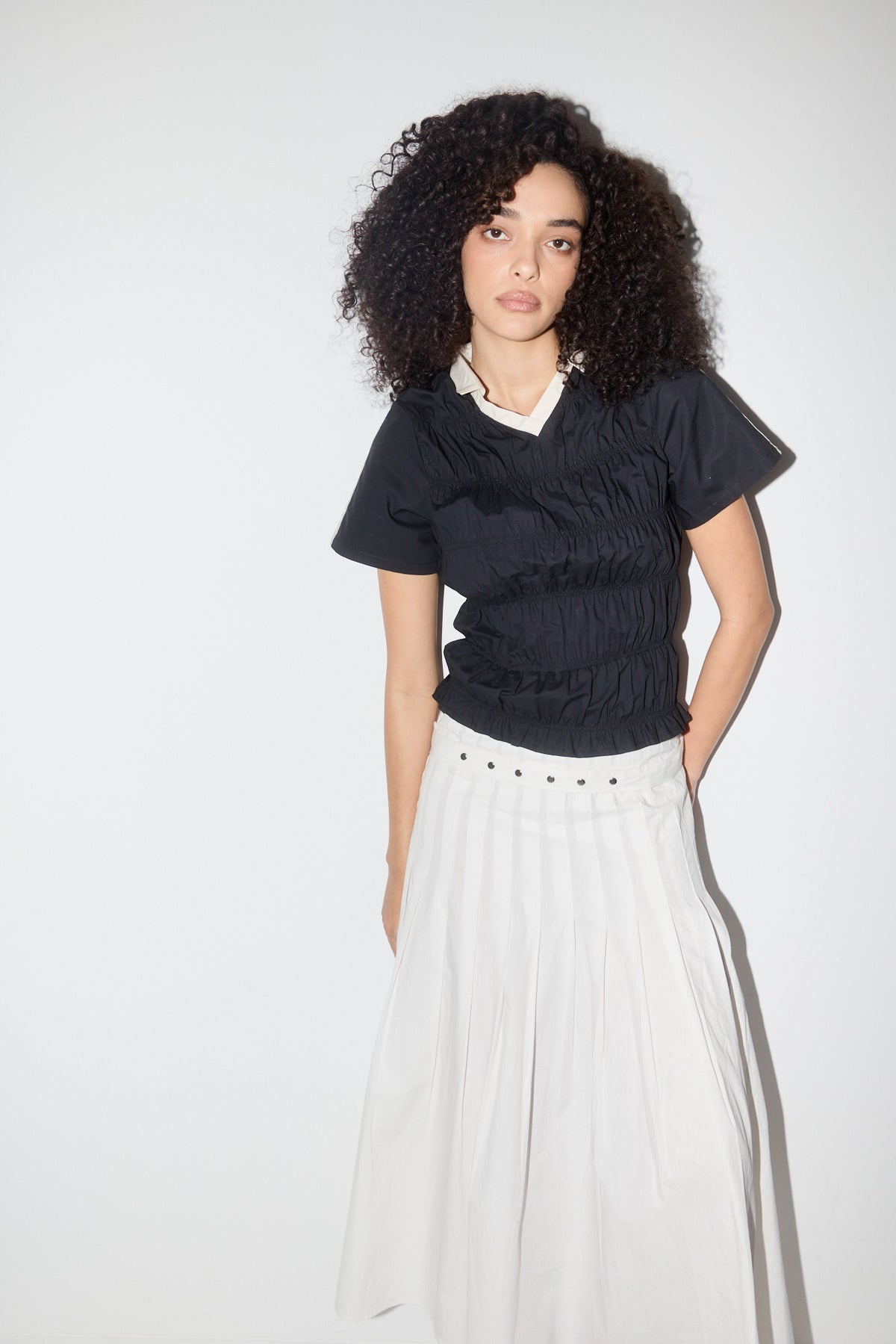 Muse Greta Pleat Skirt // White