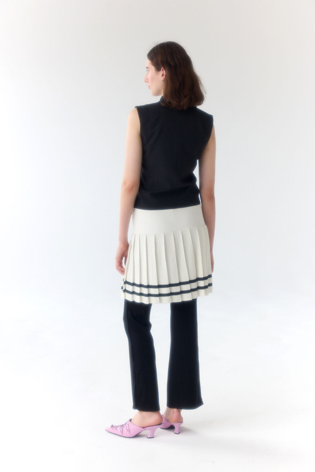 Muse Knit Pleat Skirt // White