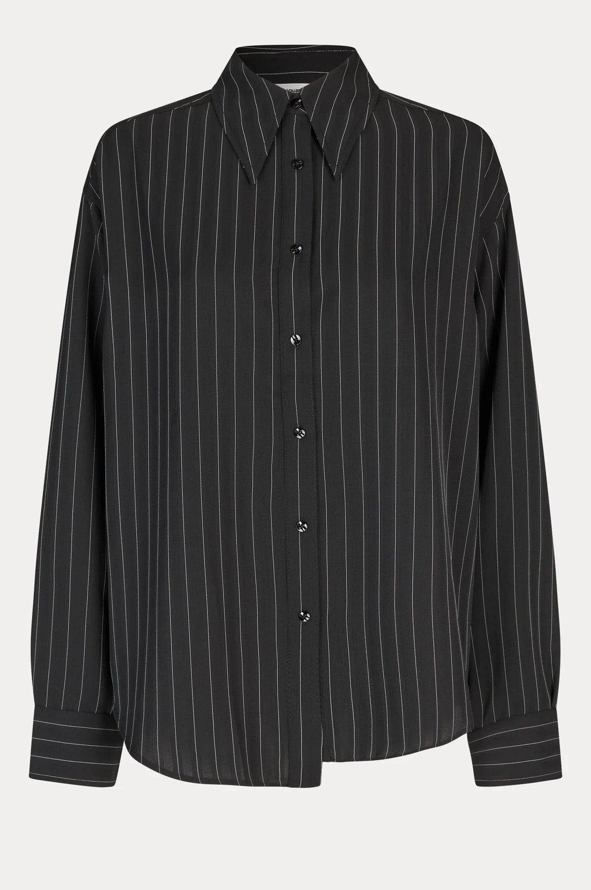 Oval Square Serena Shirt // Black Pinstripe