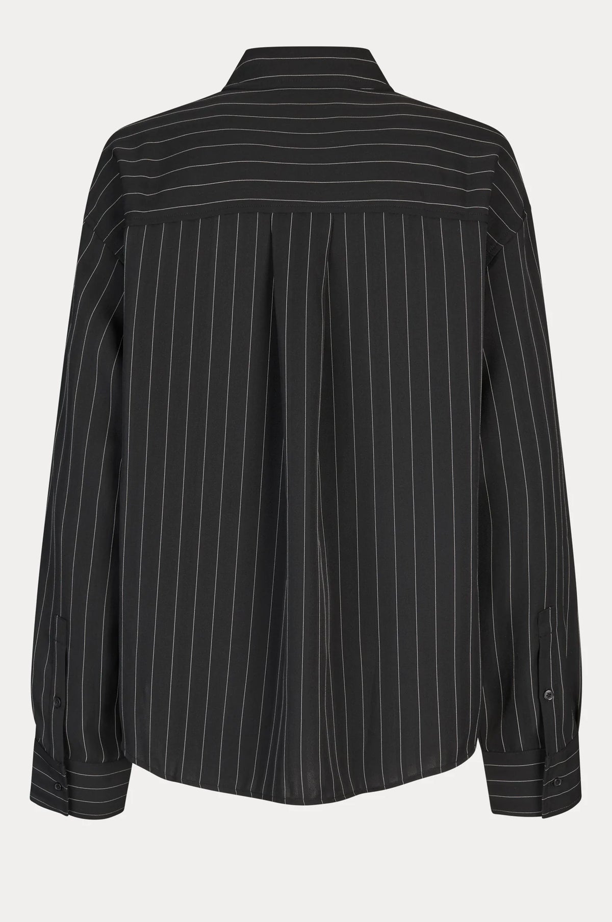 Oval Square Serena Shirt // Black Pinstripe