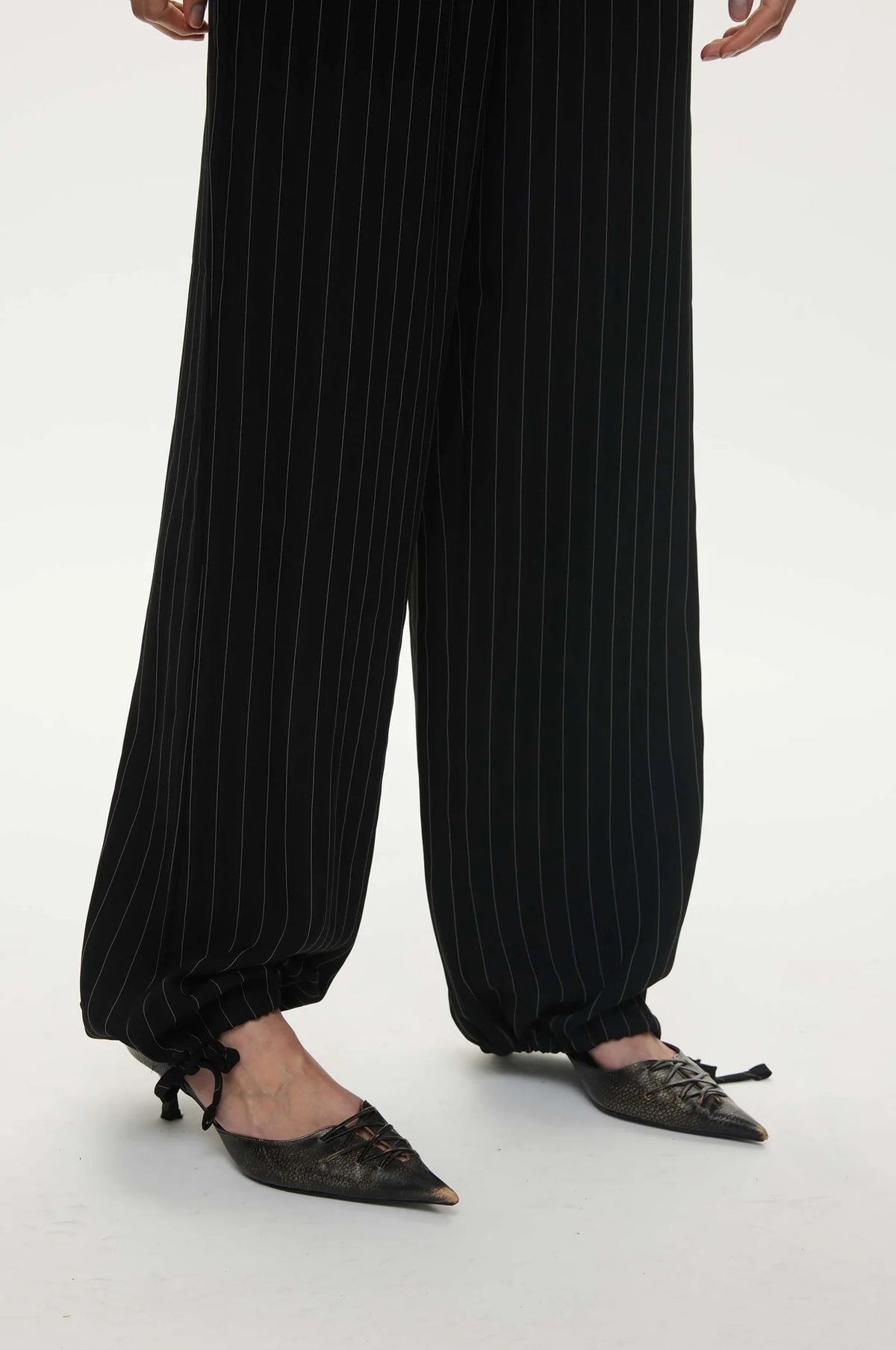 Oval Square Serena Trouser // Black Pinstripe