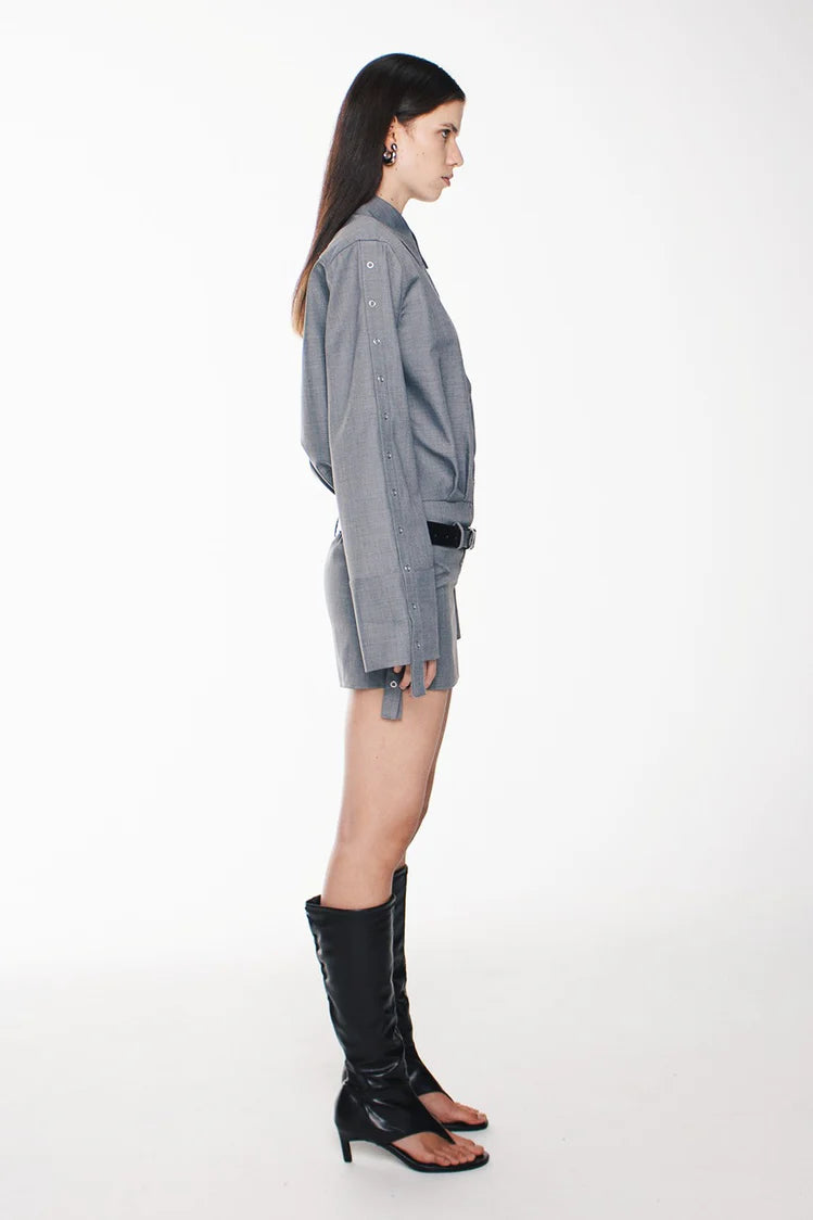 Kourh Tidal Mini Shirt Dress // Grey