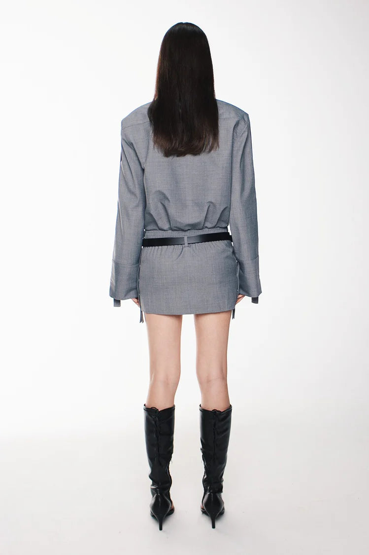 Kourh Tidal Mini Shirt Dress // Grey