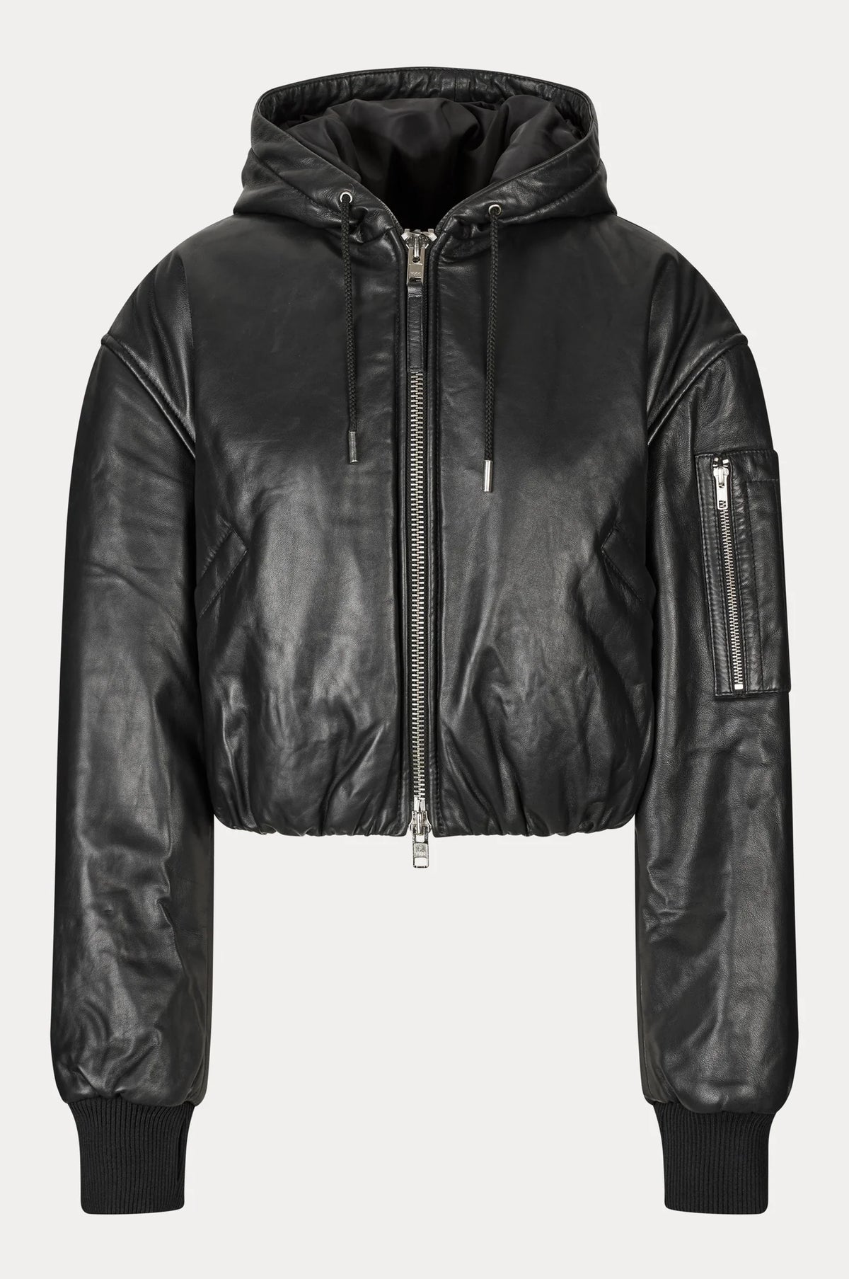 Oval Square Tempo Leather Bomber // Black