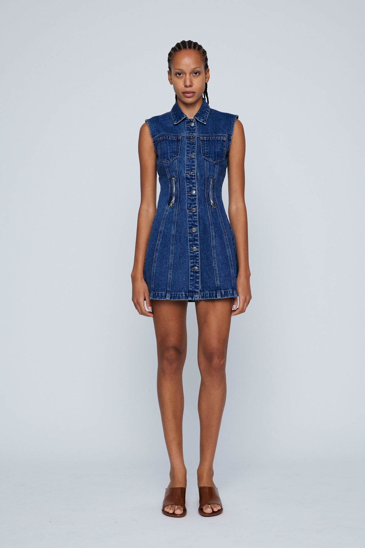 Wynn Hamlyn Zipper Denim Mini Dress // Indigo