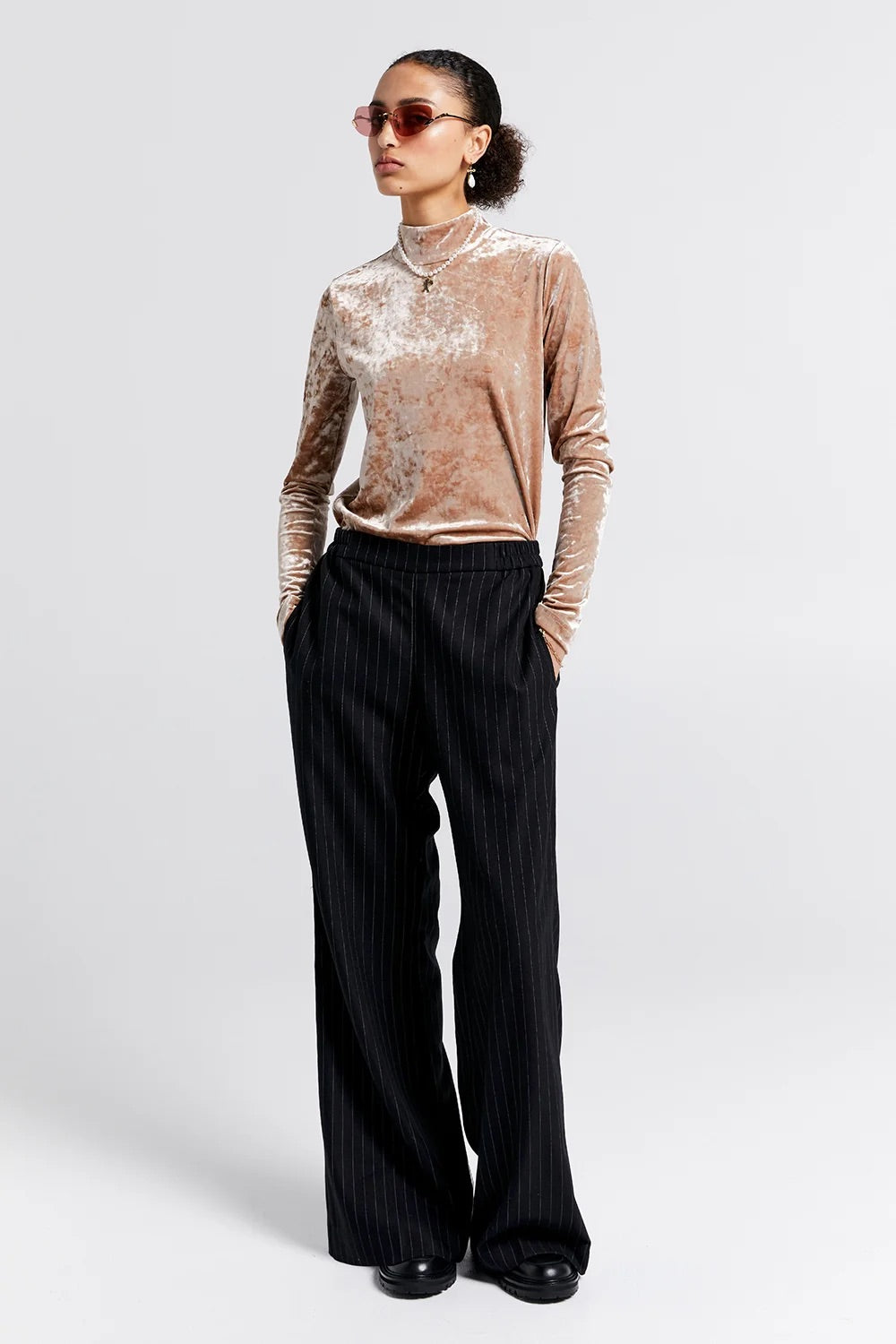 Karen Walker Palazzo Lounge Pants // Pinstripe Black