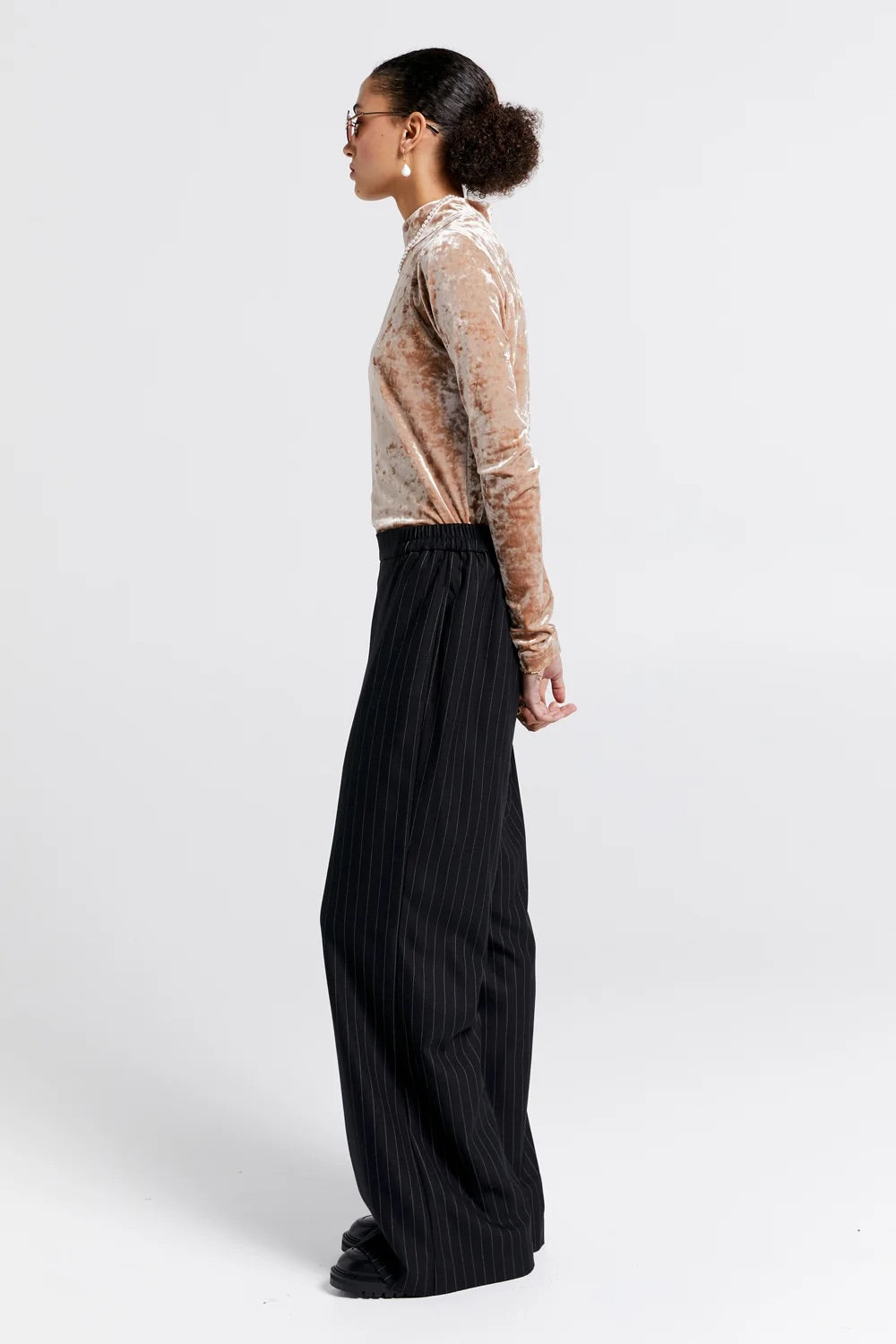 Karen Walker Palazzo Lounge Pants // Pinstripe Black