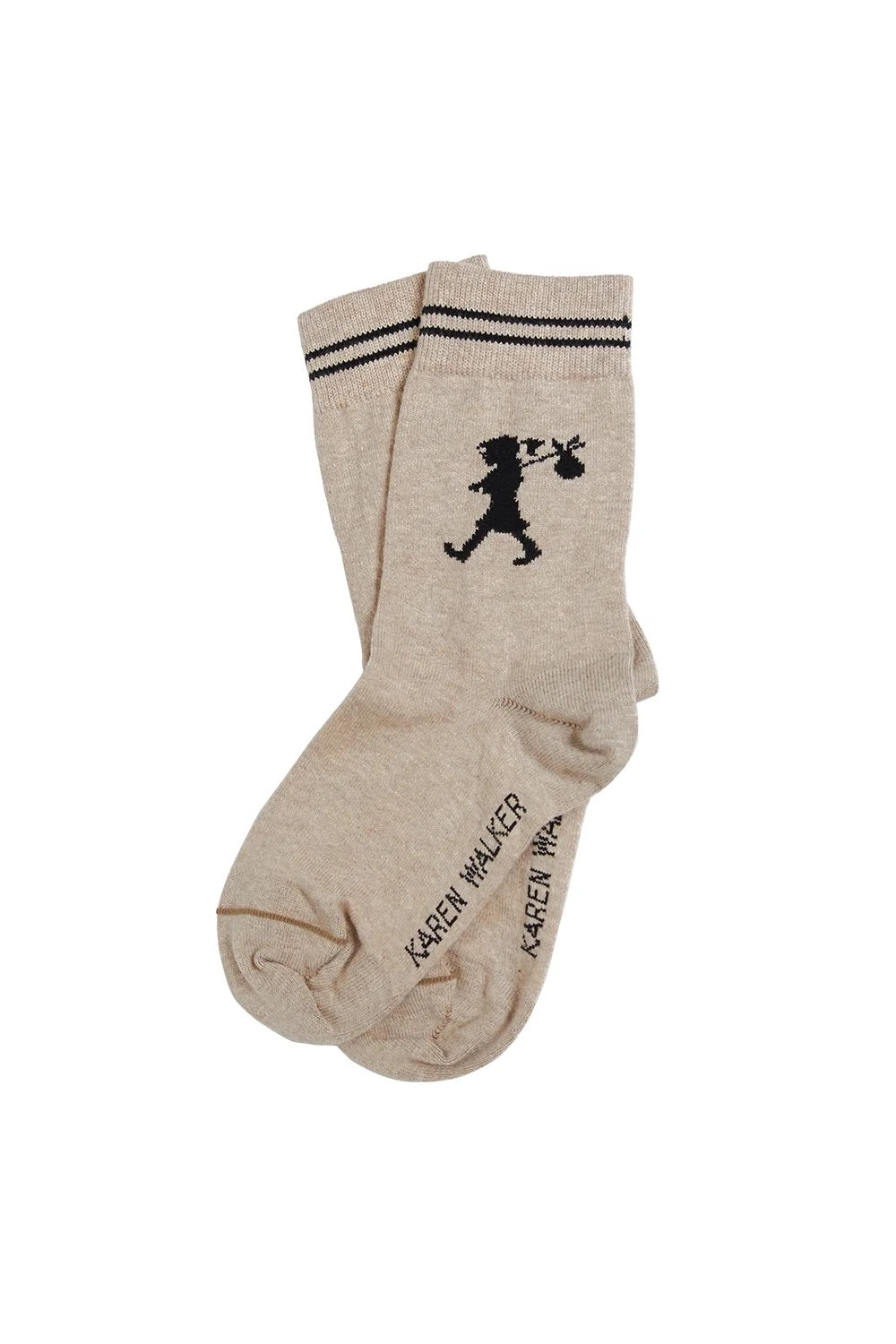 Karen Walker Runaway Ankle Socks // Cream / Black