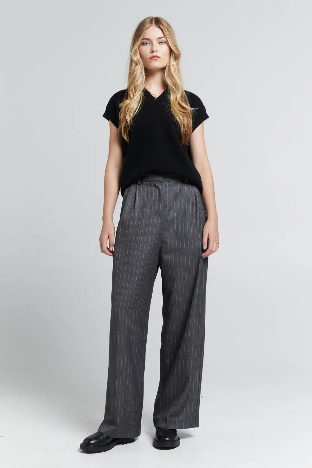 Karen Walker Workwear Trousers // Pinstripe Charcoal